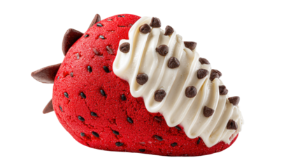 Strawberry shaped cookie decorated chocolate chips creative sweets dessert treat