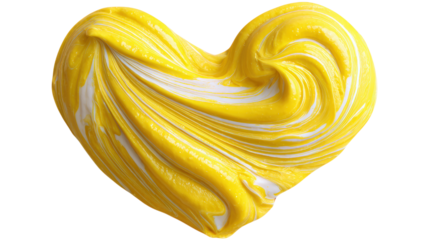 Swirling heart made from yellow and white paint creates visual appeal for love