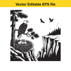  vector editable eps file of a black phoenix bird silhouette