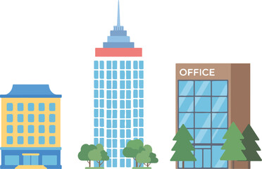 Fototapeta premium Modern City Office Building Vector Set Corporate Towers & Business Architecture