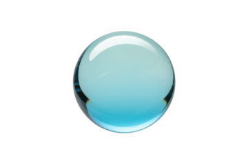 Large blue glass sphere on black ball transparent isolated on a transparent background