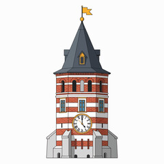 Clock Tower with Red Brick Facade