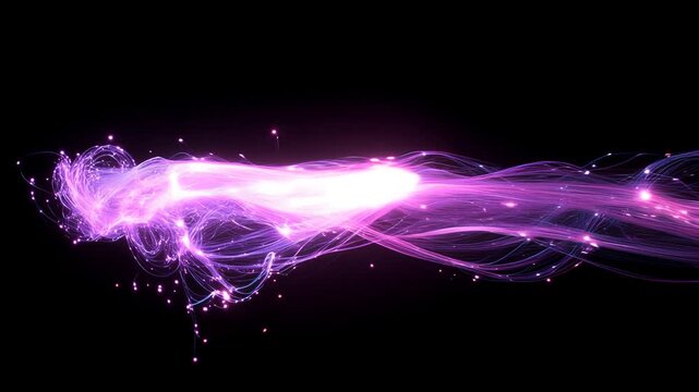 Flujo luminoso de datos digitales en fibra &oacute;ptica futurista