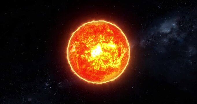 Solar flare spinning Sun animation with stars