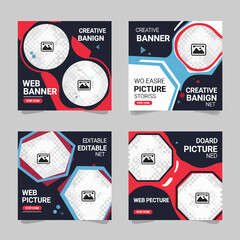Creative web banner design template. Suitable for social media posts, instagram story and web marketing ads. Editable vector illustration