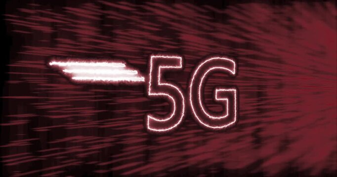 5G glowing number animation on black background