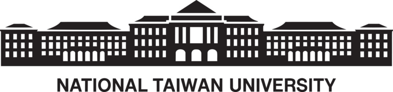 National taiwan university building silhouette icon with capital letters on transparent background