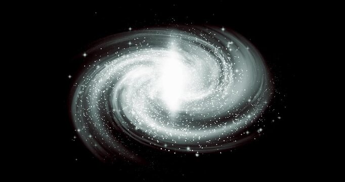 Rotating spiral galaxy animation with stars and stary background