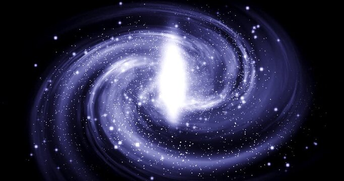Spiral galaxy rotation in deep space with stars animation