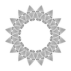 Obraz premium Abstract Radial Geometric Pattern in Flower Shape. Decorative Design Element. 