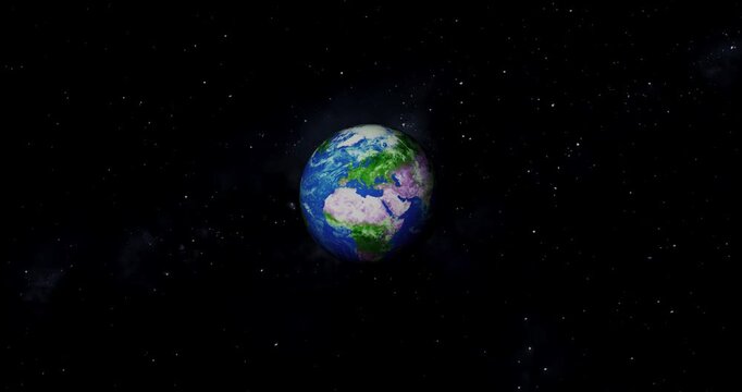 Green earth rotating in a starry background vertical format