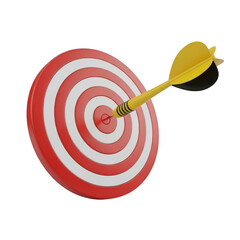 Dartboard with bullseye target isolated on transparent background