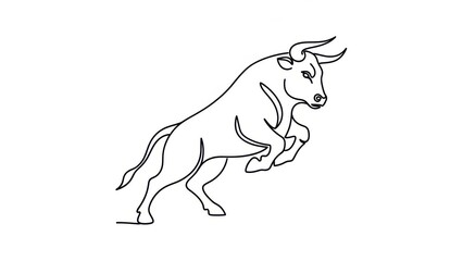 Obraz premium Bull Line Art One Continuous Drawing Minimalist Style Modern Abstract Animal Illustration.jpg