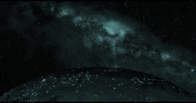 Night earth with starry cosmic background