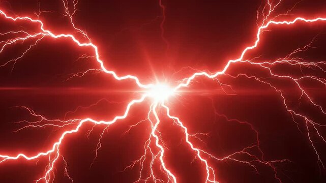 Dramatic red lightning display on black background