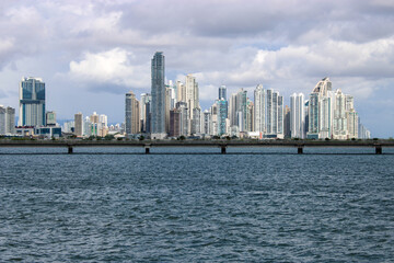Fototapeta premium Panama City skyline with modern skyscrapers and waterfront