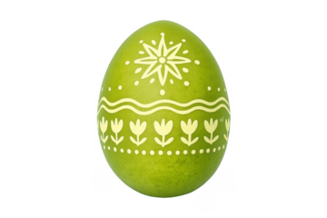 Green easter egg with traditional star and tulip decoration