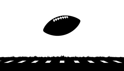 American Football Game Action With A Ball Suspended In The Air Over A Field