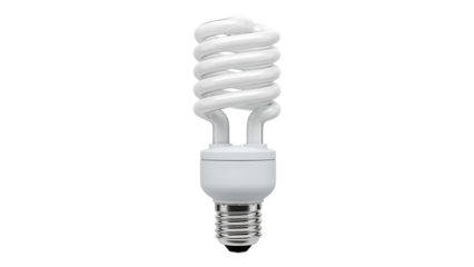 Compact fluorescent light bulb with spiral design and silver base for energy efficient lighting solutions
