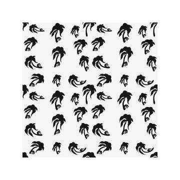 Palm tree seamless pattern with black tropical silhouettes on white