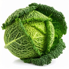 Fototapeta premium Gros plan d'un chou vert isolé sur fond blanc. Generated Image. 