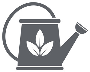 Minimalist Watering Can Icon Featuring Leaves Design for Gardening