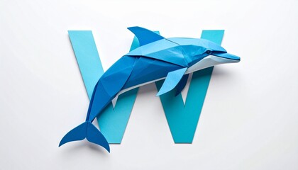 Paper Art Dolphin with Orange W Symbolizing Playful Typography and Editorial Styling for Creative Education