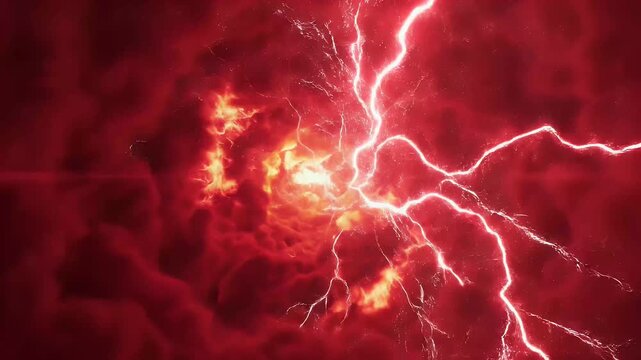 Dramatic red lightning storm abstract background for visual effects