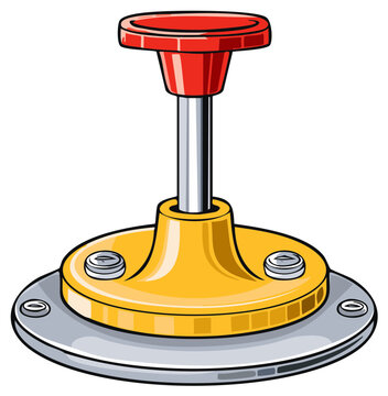 Isolated Cartoon Illustration of a Large Red Plunger Detonator Switch