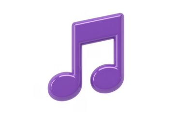 Purple eighth note music symbol musical notation shiny isolated on a transparent background