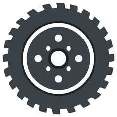 Single dark gray gear with visible teeth and circular holes in the center