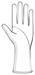 Black and White Vector Illustration of a Single Protective Rubber Glove