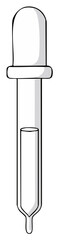 Cartoon illustration of an eyedropper medical instrument