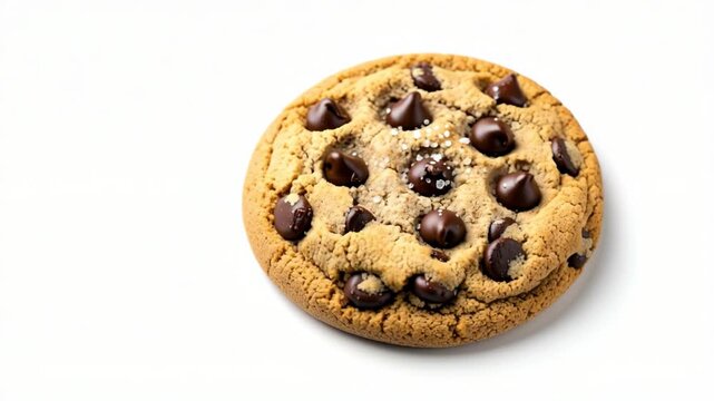 Chocolate chip cookie spinning animation with crumbly texture in high resolution