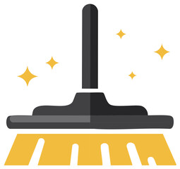 Fototapeta premium Stylized Broom Illustration with Sparkle Elements for Cleaning and Housekeeping