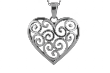 Silver heart pendant necklace jewelry isolated on a transparent background