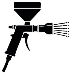 Obraz premium Black Silhouette of a Spray Gun Dispensing Liquid