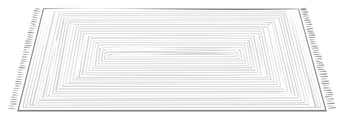 Monochrome rectangular area rug with a geometric striped pattern and fringe vector illustration