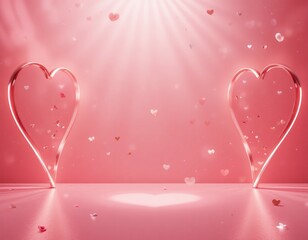 Elegant Pink Love Background with Heart Shape Light