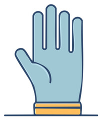 Obraz premium Stylized flat illustration of a pale blue glove with a yellow band on its cuff