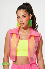 Bright High-Flash Fashion Photography Featuring Squish Aesthetic and Rubberized Materials.
