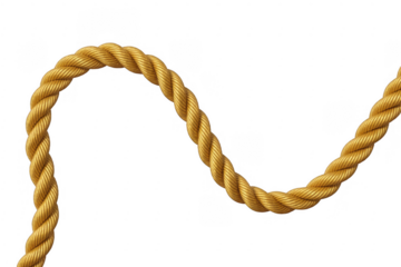 Golden rope twisted rope metallic isolated on a transparent background