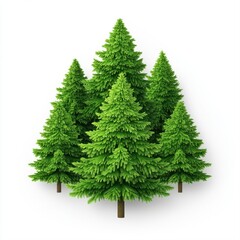 Lush Green Spruce Trees Arranged in a Natural Forest Environment