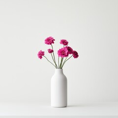 Minimalist Floral Arrangement in White Vase on Neutral Background
