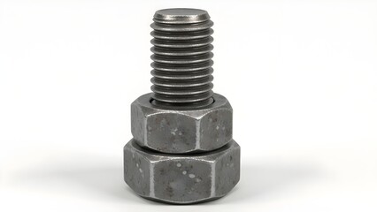 Close-up of hexagonal bolt and nut