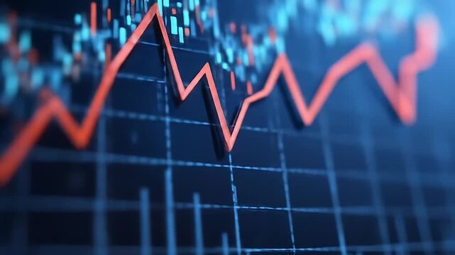 Financial Market Chart with Rising and Falling Trend Lines