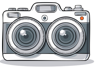 Classic retro style twin lens reflex camera illustration in monochrome tones