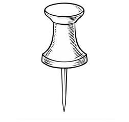 Vintage Push Pin Engraving Illustration Fastener Drawing Object