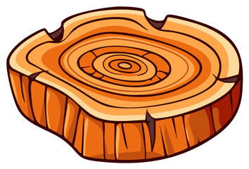 Stylized tree trunk cross section showing annual growth rings and natural wood grain texture