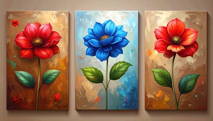 Vibrant Floral Triptych  